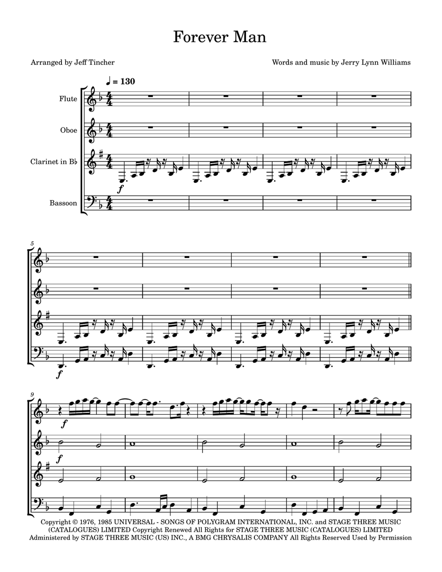 Forever Man Forever Man Woodwind Quartet scores gallery preview page 2