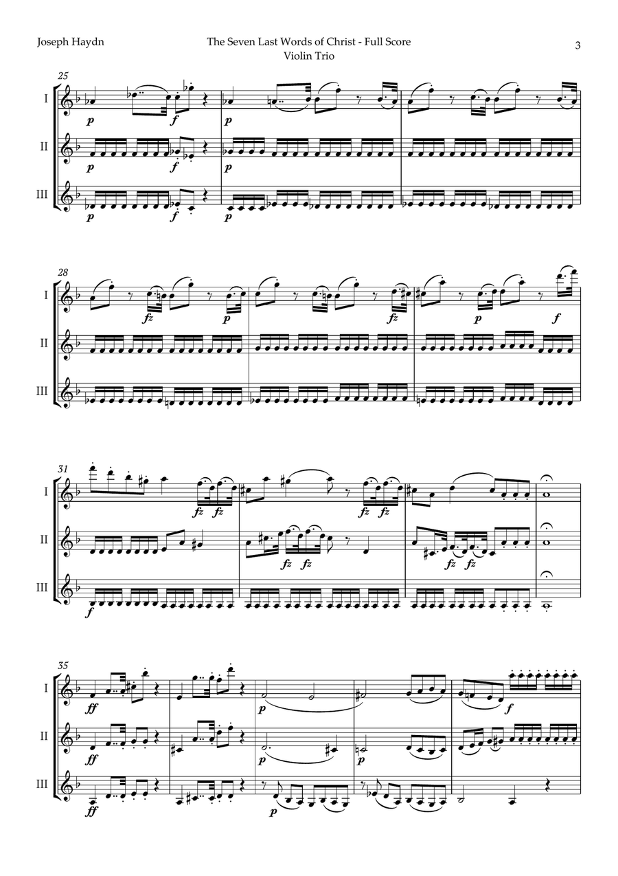 The Seven Last Words of Christ by Haydn for Violin Trio String Trio scores gallery preview page 3