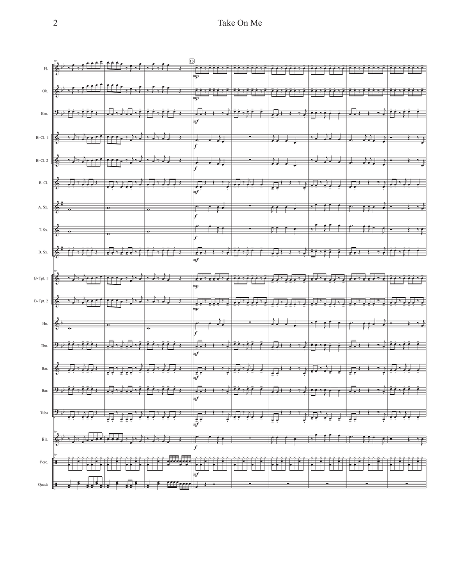 Take On Me Concert Band scores gallery preview page 2