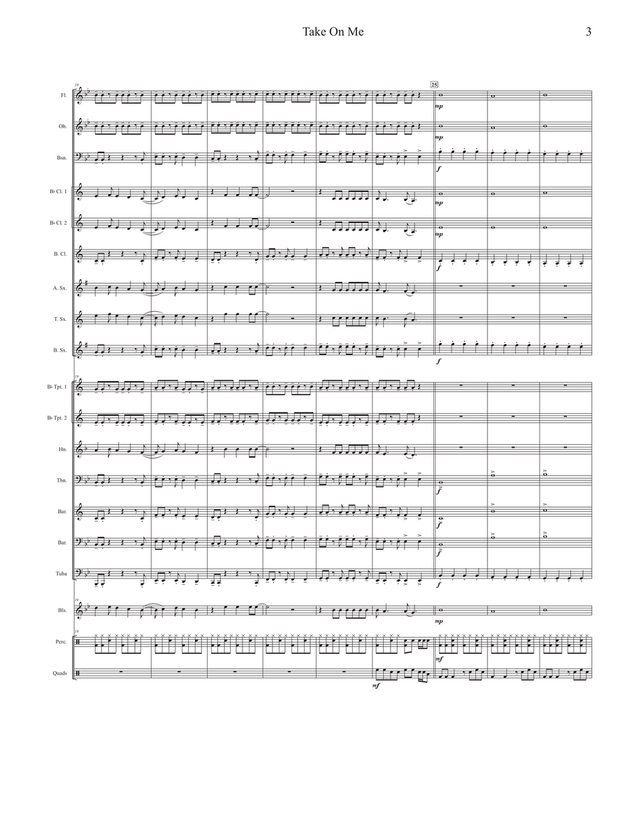 Take On Me Concert Band scores gallery preview page 3