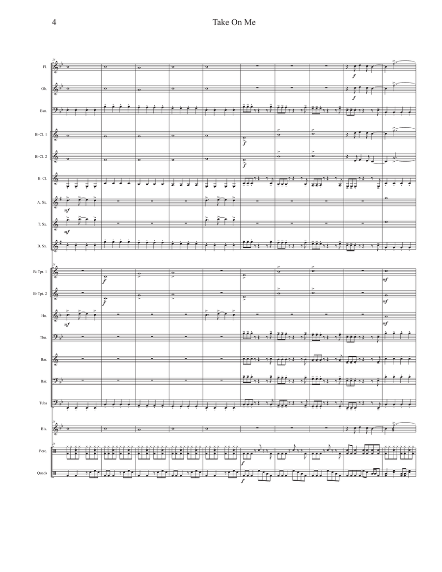 Take On Me Concert Band scores gallery preview page 4