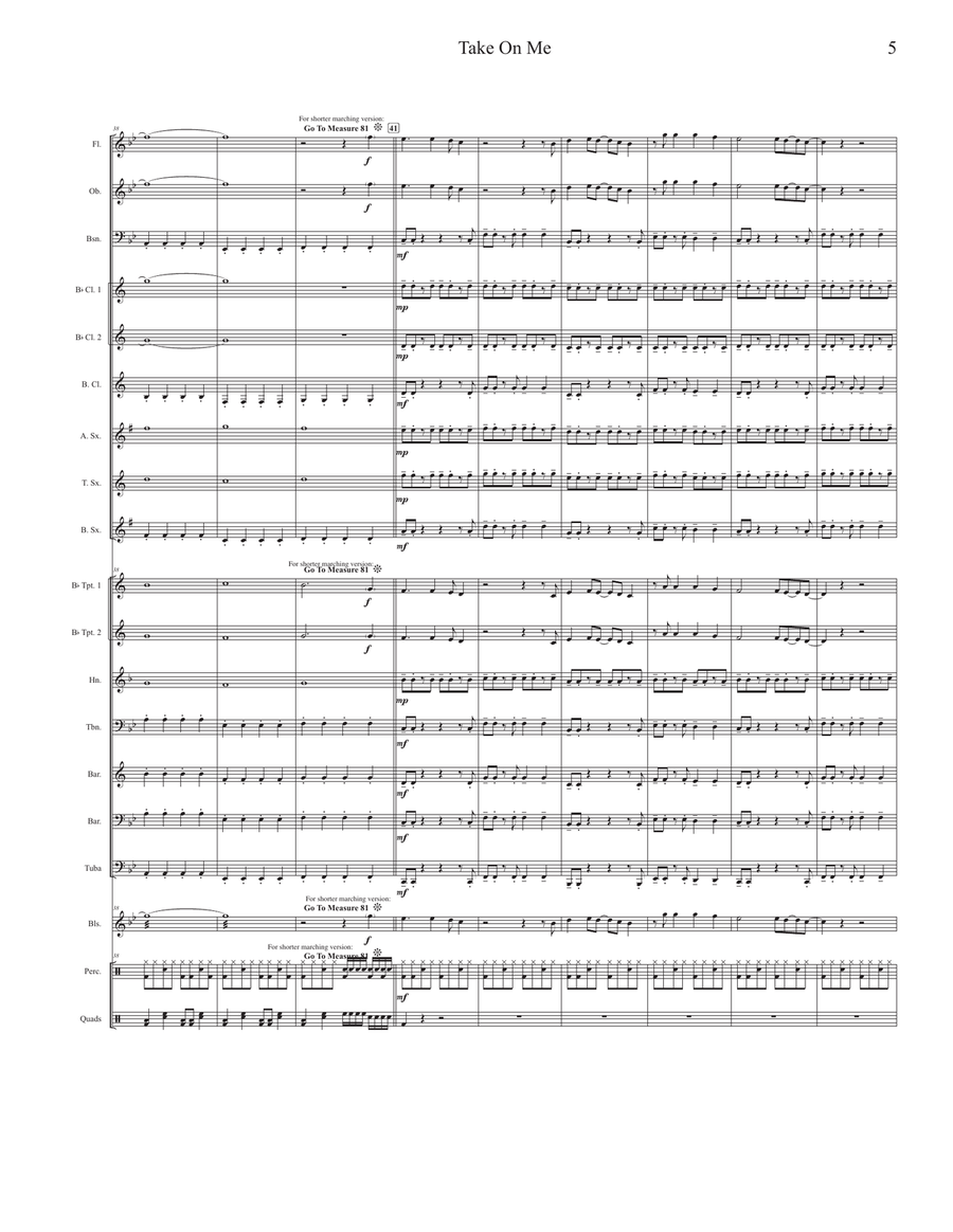 Take On Me Concert Band scores gallery preview page 5