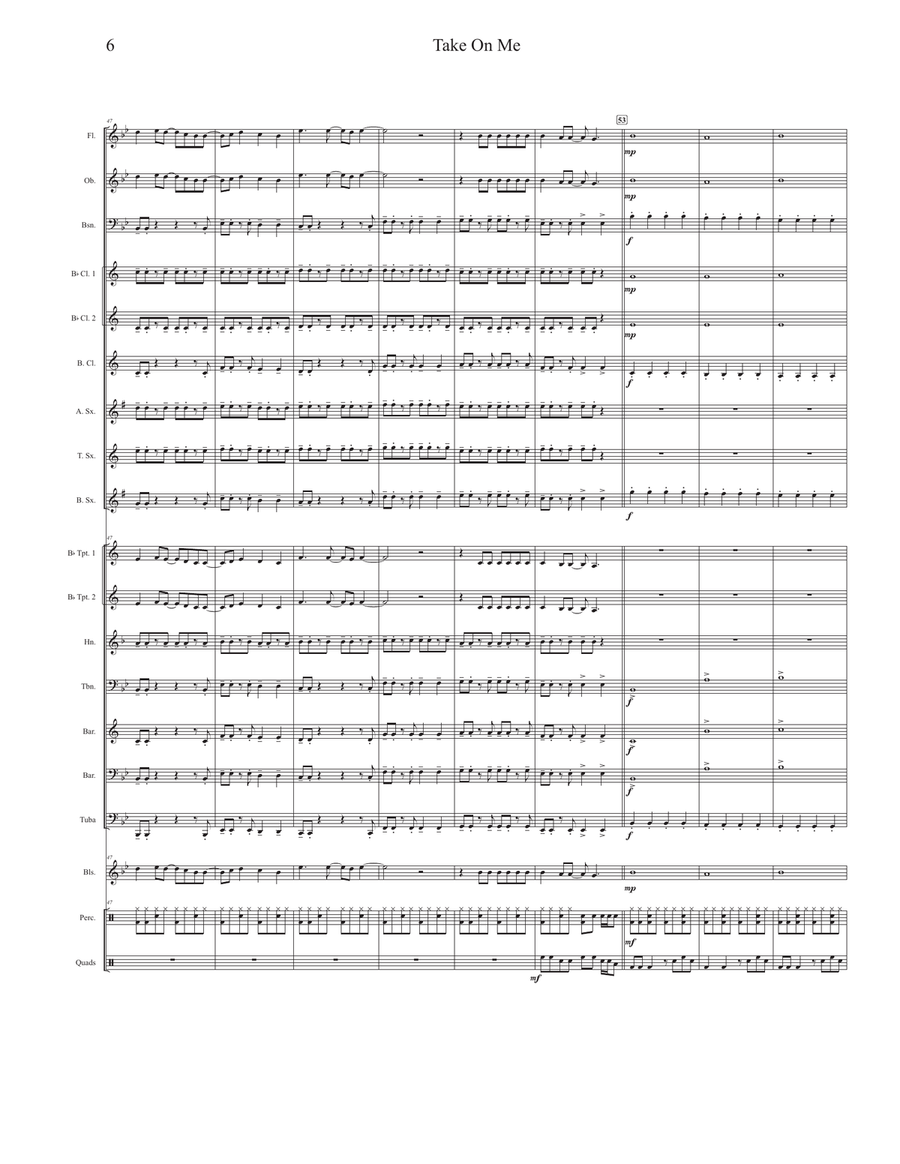 Take On Me Concert Band scores gallery preview page 6