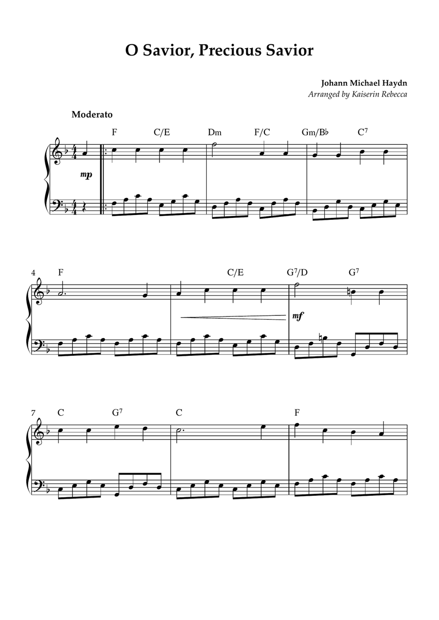 O Savior, Precious Savior Piano Solo scores gallery preview page 1