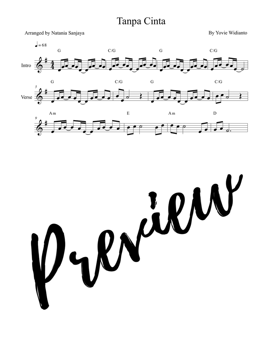 Tanpa Cinta Tanpa Cinta Piano scores gallery preview page 1
