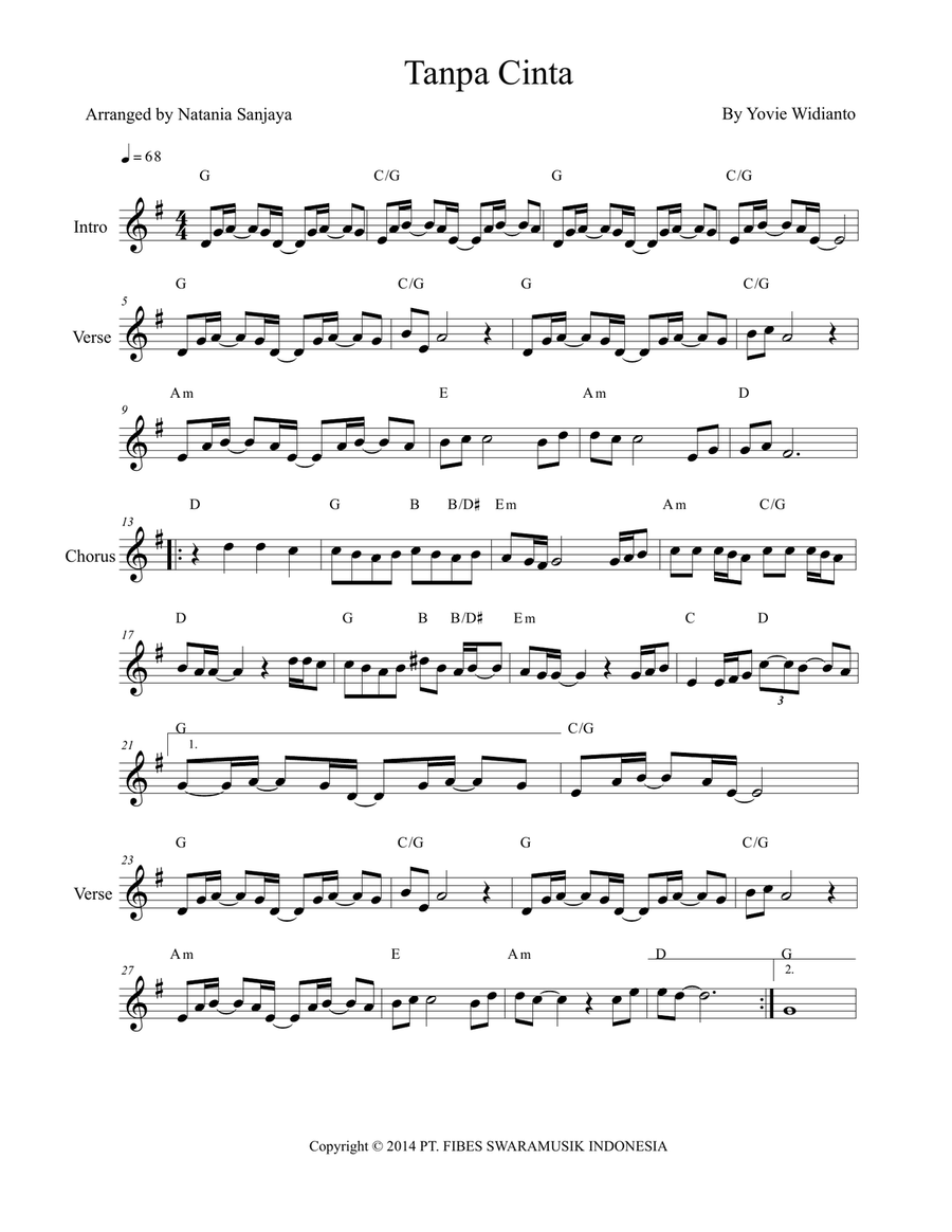 Tanpa Cinta Tanpa Cinta Piano scores gallery preview page 2