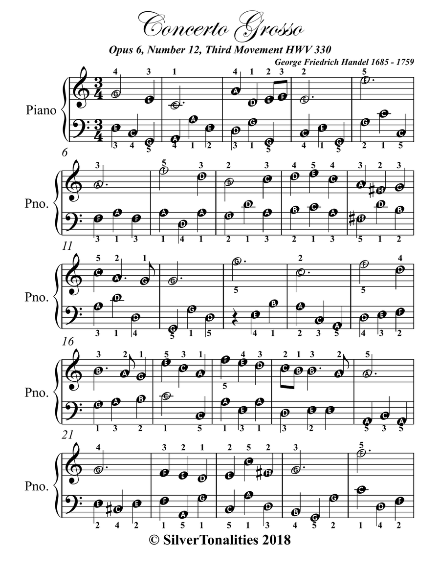 Concerto Grosso Opus 6 Number 12 Third Movement Easy Piano Sheet Music Piano Method scores gallery preview page 2