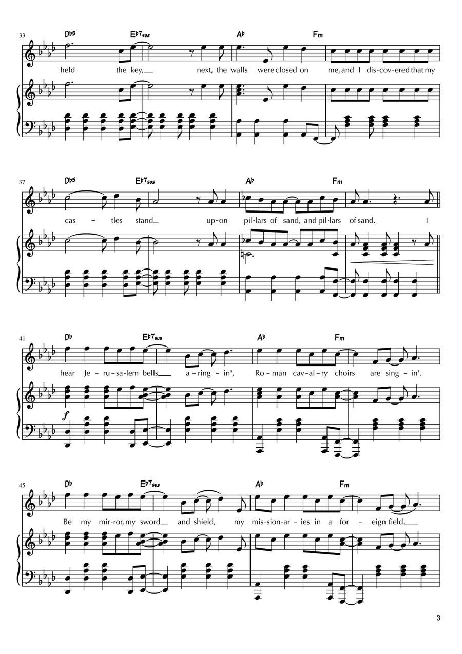 Viva La Vida Piano, Vocal scores gallery preview page 3