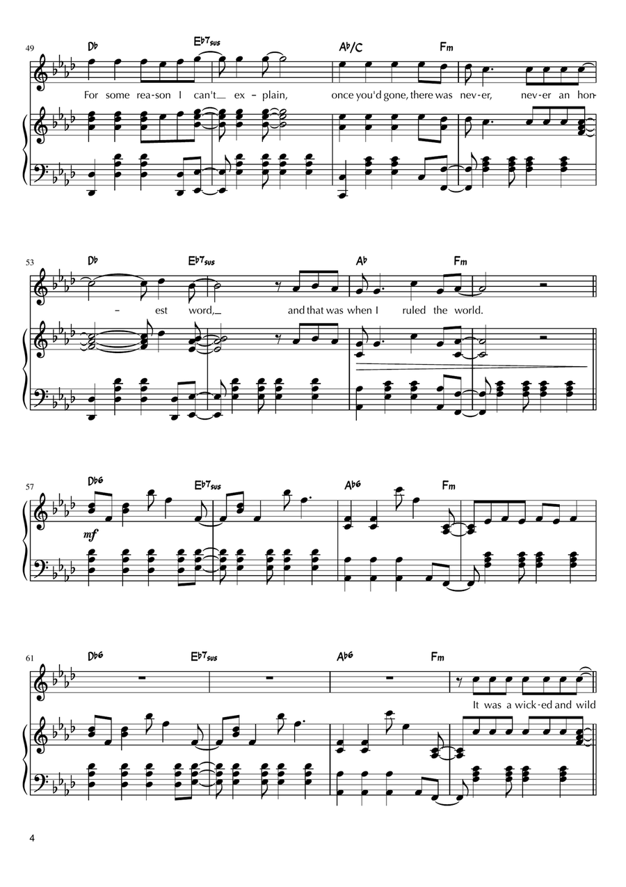 Viva La Vida Piano, Vocal scores gallery preview page 4