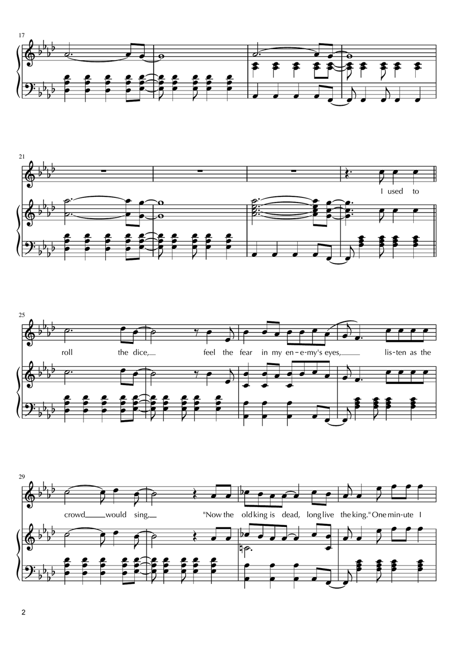 Viva La Vida Piano, Vocal scores gallery preview page 2