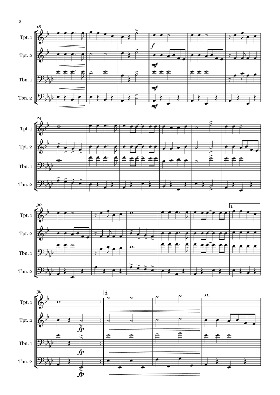 Jingle Bells - Brass quartet (2 tpt/2 tbn) Brass Quartet scores gallery preview page 2