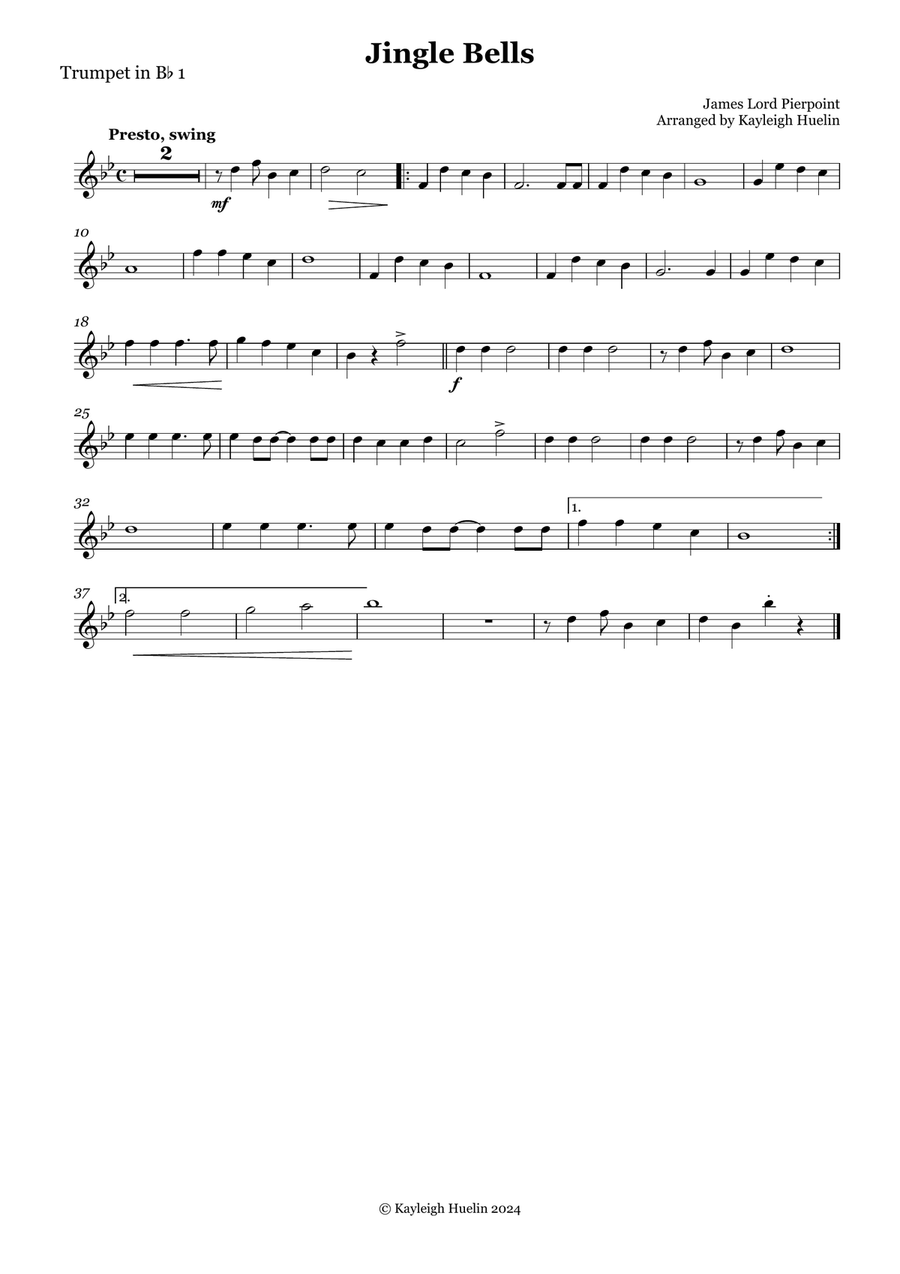 Jingle Bells - Brass quartet (2 tpt/2 tbn) Brass Quartet scores gallery preview page 4