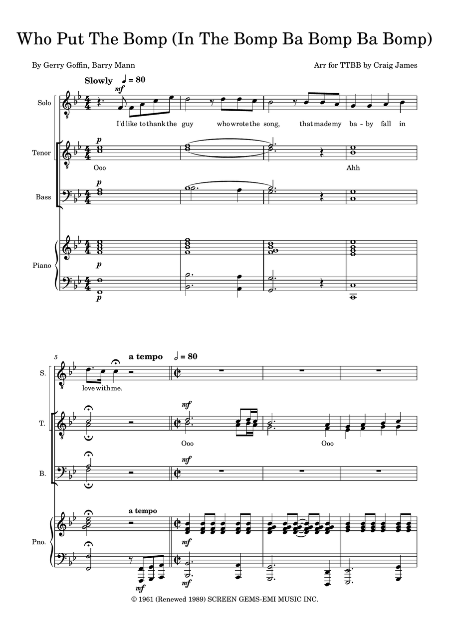 Who Put The Bomp (In The Bomp Ba Bomp Ba Bomp) TTBB scores gallery preview page 2