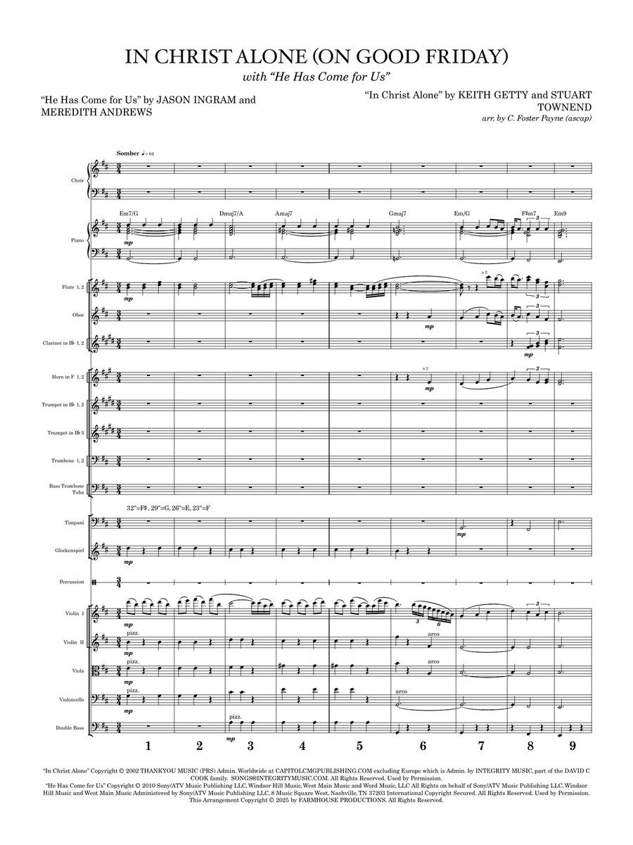 Medley: In Christ Alone with He Has Come For Us (God Rest Ye Merry Gentlemen) Full Orchestra scores gallery preview page 1
