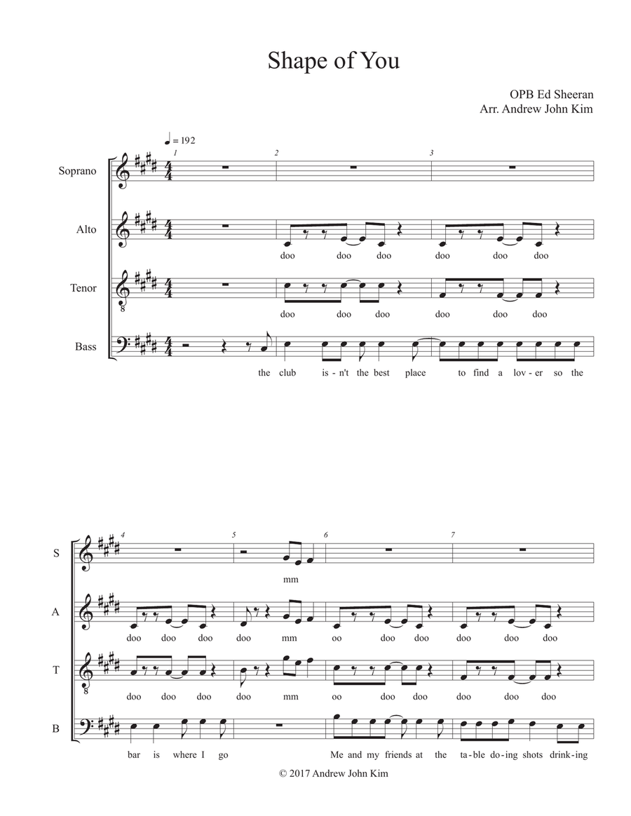 Shape Of You Shape Of You 4-Part scores gallery preview page 1