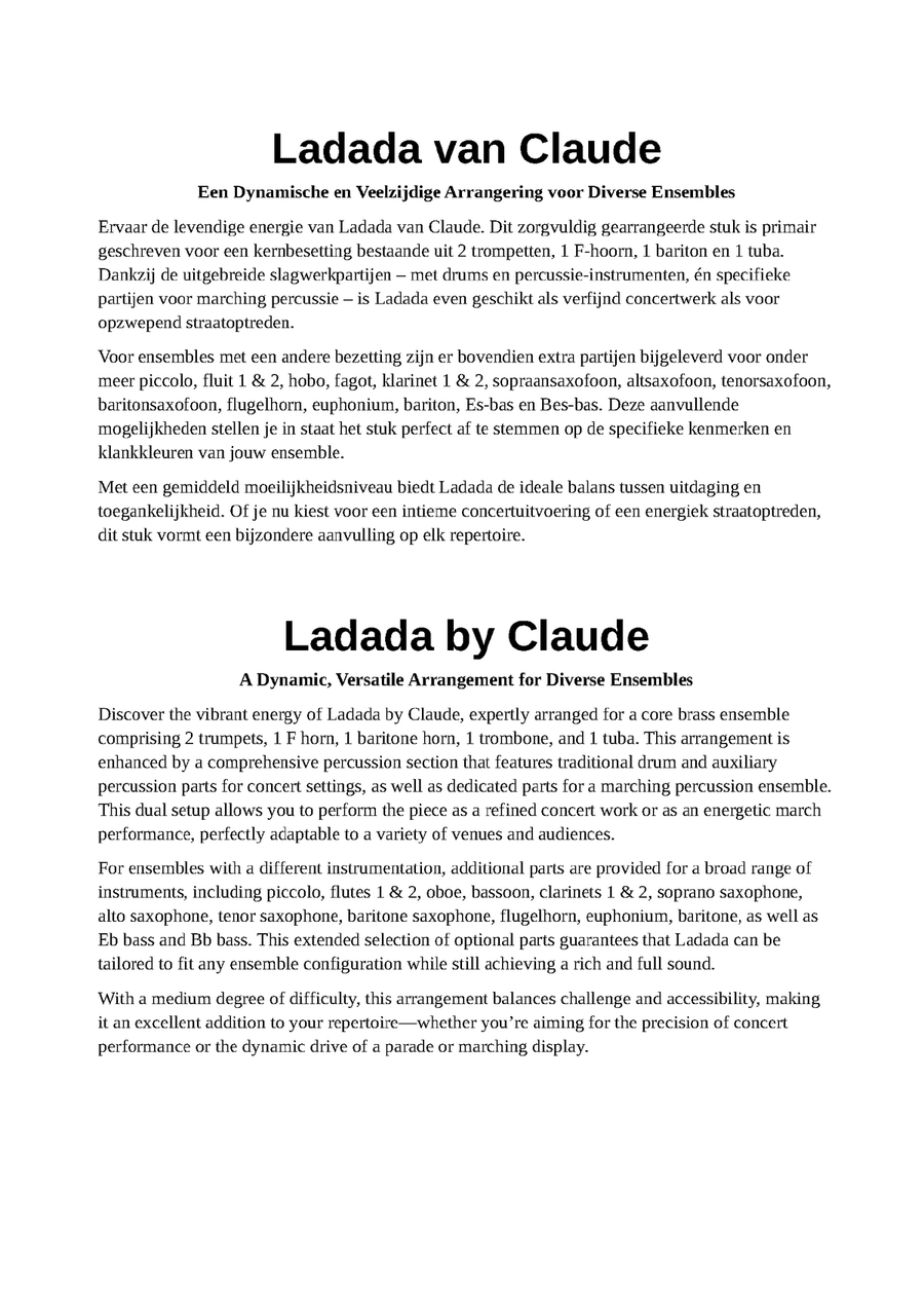 Ladada (Mon Dernier Mot) Marching Band scores gallery preview page 2