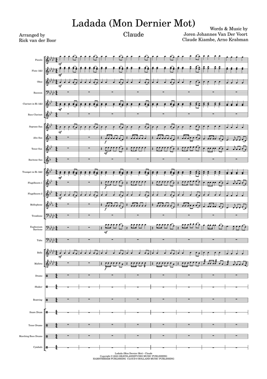 Ladada (Mon Dernier Mot) Marching Band scores gallery preview page 4