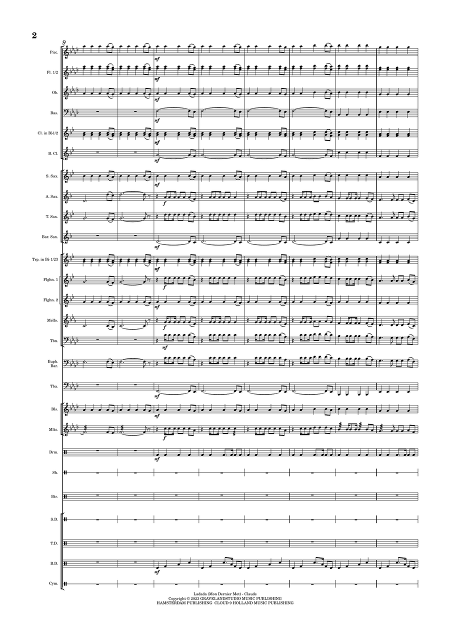 Ladada (Mon Dernier Mot) Marching Band scores gallery preview page 5