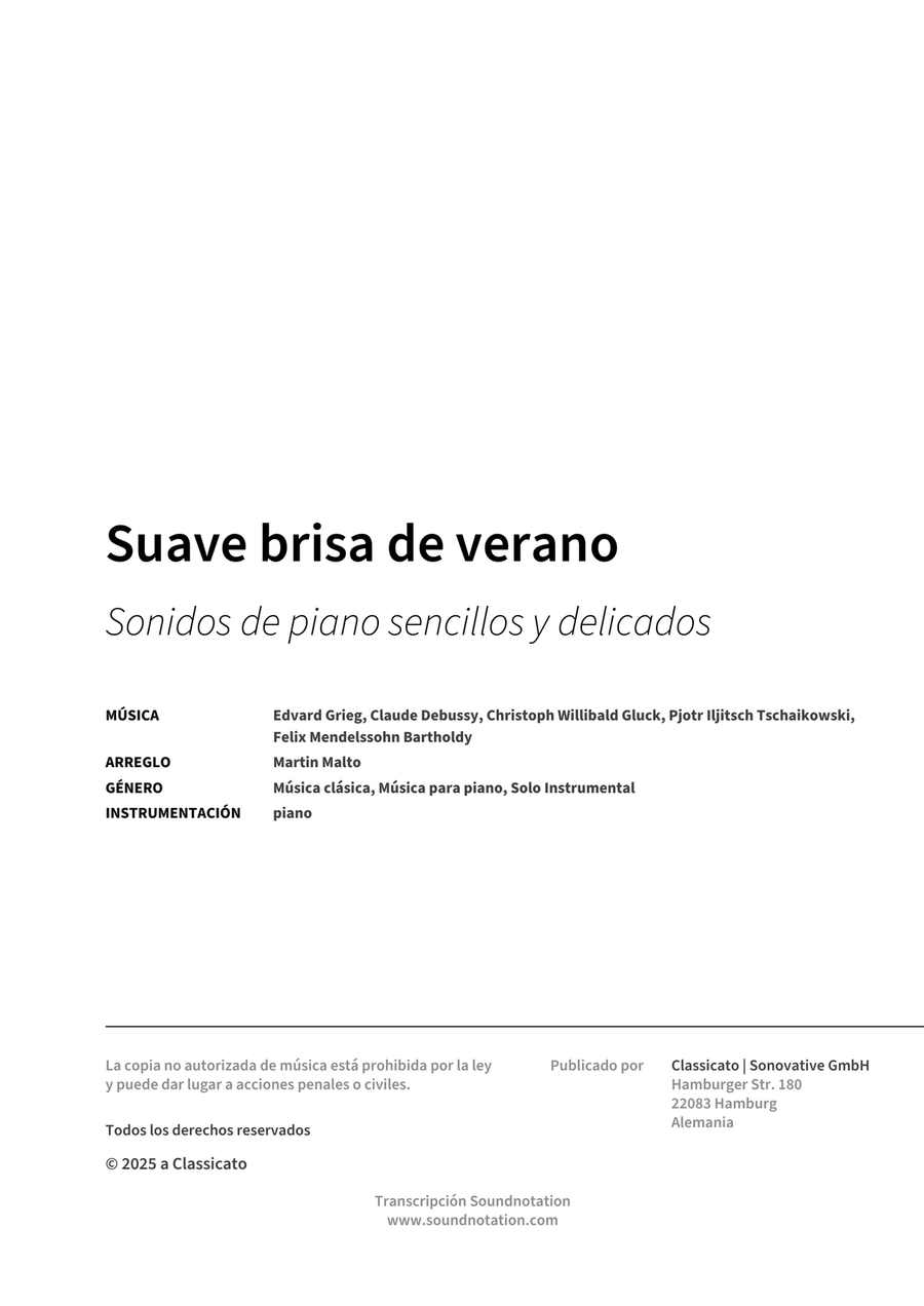 Suave brisa de verano by Felix Bartholdy Mendelssohn Piano Solo - Digital Sheet Music page 2