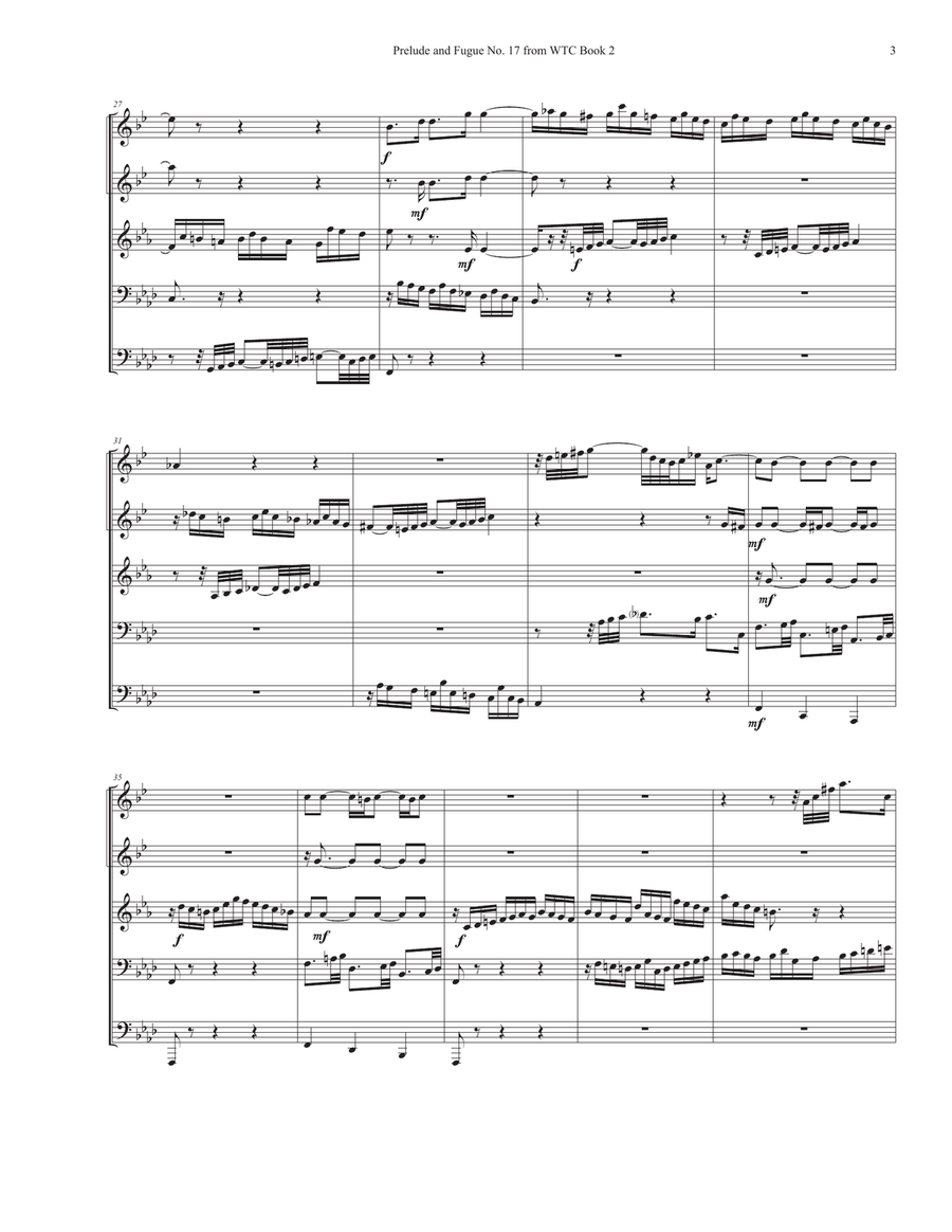 Prelude and Fugue No. 17 from the WTC Book II Brass Quintet scores gallery preview page 4