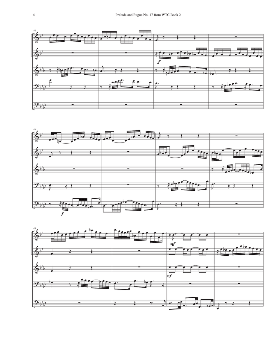 Prelude and Fugue No. 17 from the WTC Book II Brass Quintet scores gallery preview page 5