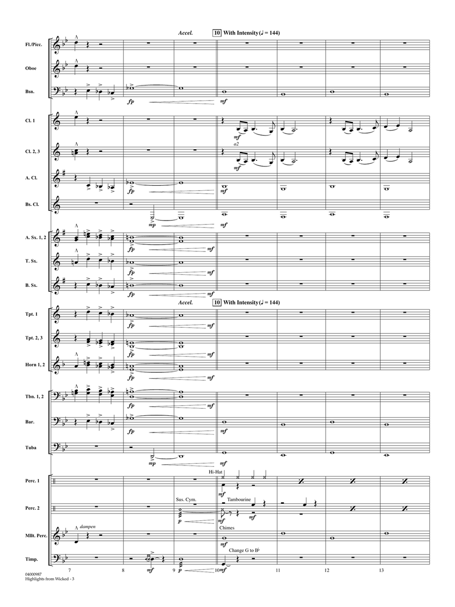 Highlights from Wicked (arr. Michael Brown) - Full Score Concert Band scores gallery preview page 3