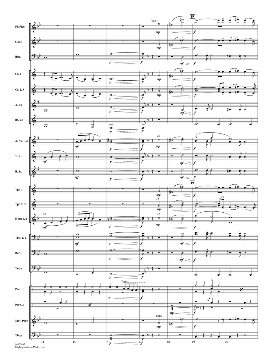 Highlights from Wicked (arr. Michael Brown) - Full Score Concert Band scores gallery preview page 4