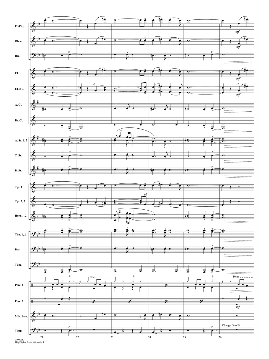 Highlights from Wicked (arr. Michael Brown) - Full Score Concert Band scores gallery preview page 5