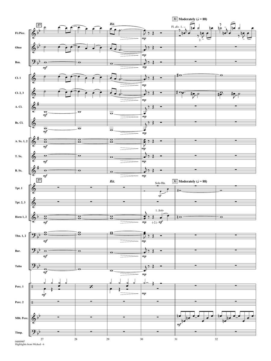 Highlights from Wicked (arr. Michael Brown) - Full Score Concert Band scores gallery preview page 6