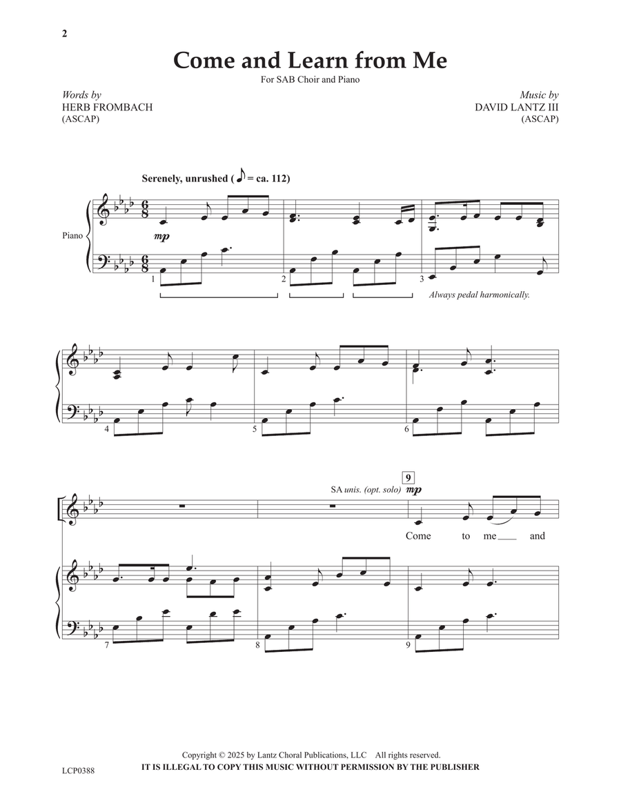 Come and Learn From Me Come and Learn From Me 3-Part scores gallery preview page 2