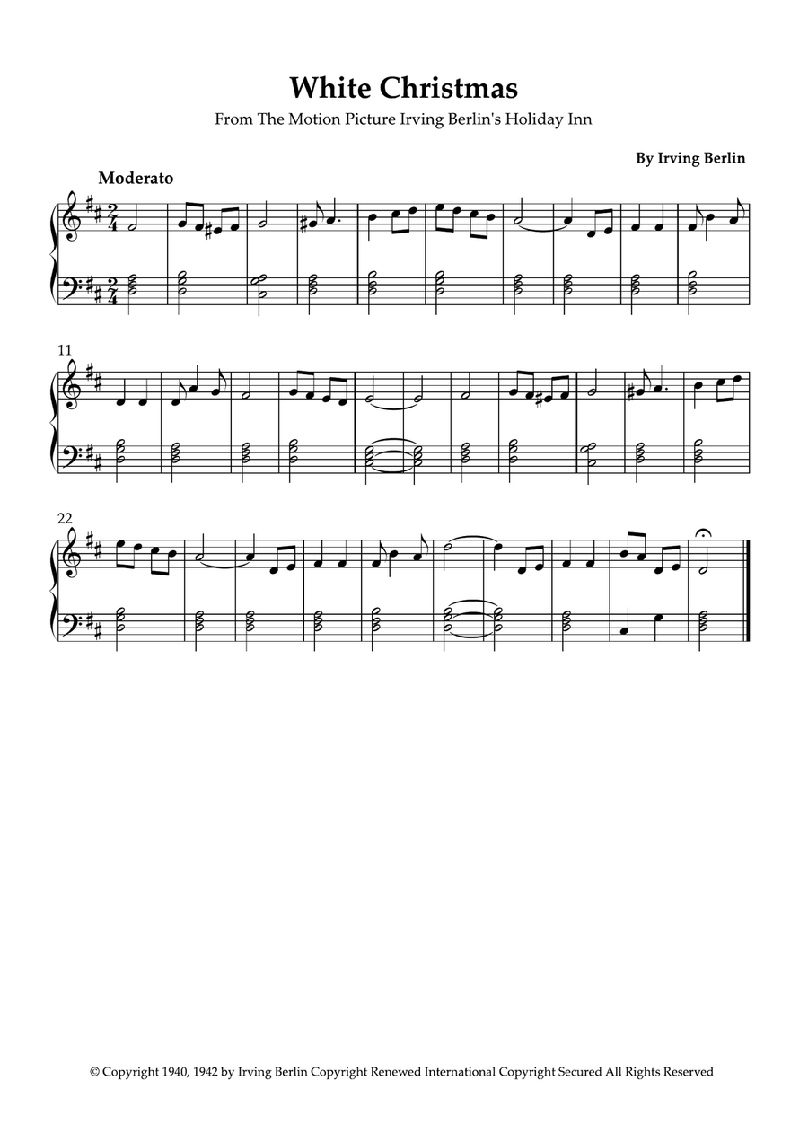 White Christmas Easy Piano scores gallery preview page 1