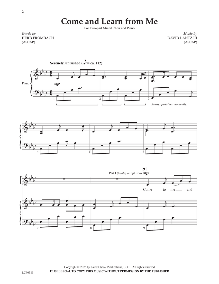 Come and Learn From Me 2-Part scores gallery preview page 2