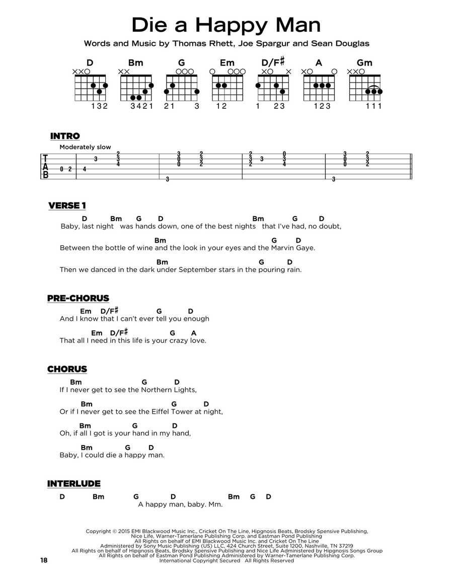 Die A Happy Man Die A Happy Man Acoustic Guitar scores gallery preview page 1