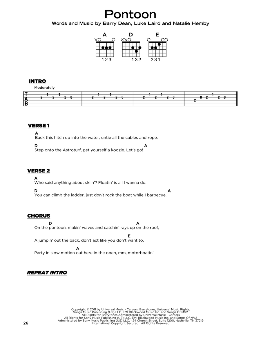 Pontoon Pontoon Electric Guitar scores gallery preview page 1