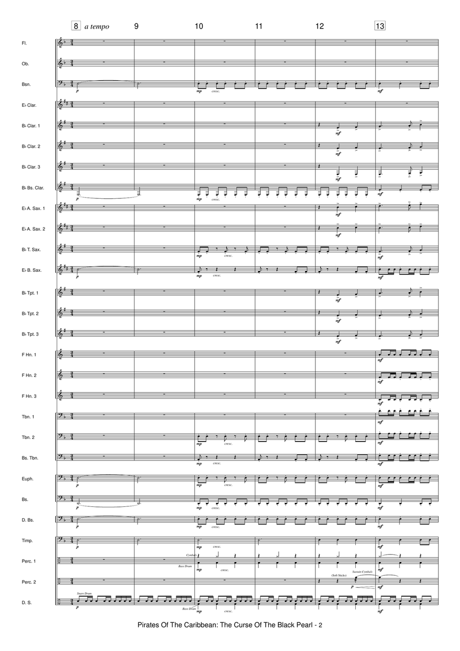 Medley: The Medallion Calls with To The Pirate's Cave!, The Black Pearl, One Last Shot, and He's ... Concert Band scores gallery preview page 4