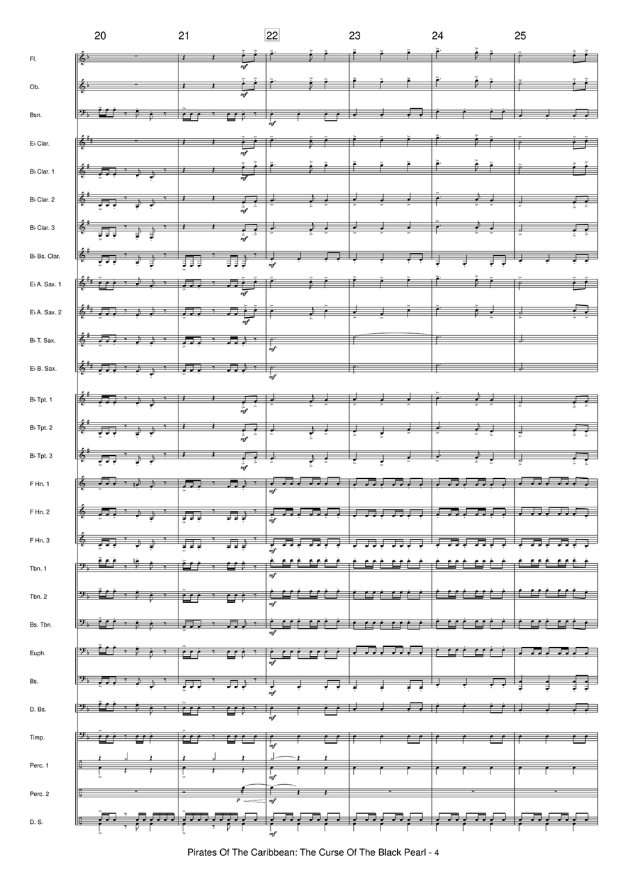 Medley: The Medallion Calls with To The Pirate's Cave!, The Black Pearl, One Last Shot, and He's ... Concert Band scores gallery preview page 6