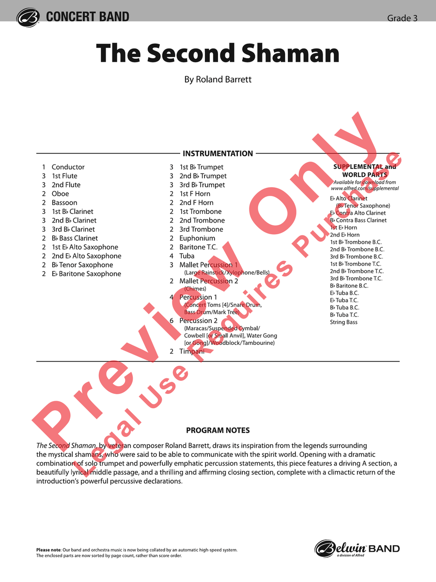 The Second Shaman The Second Shaman Concert Band scores gallery preview page 2