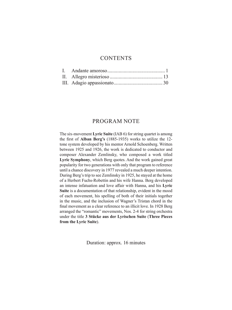Three Pieces from the Lyric Suite (3 Stücke aus der Lyrischen suite) String Orchestra scores gallery preview page 3