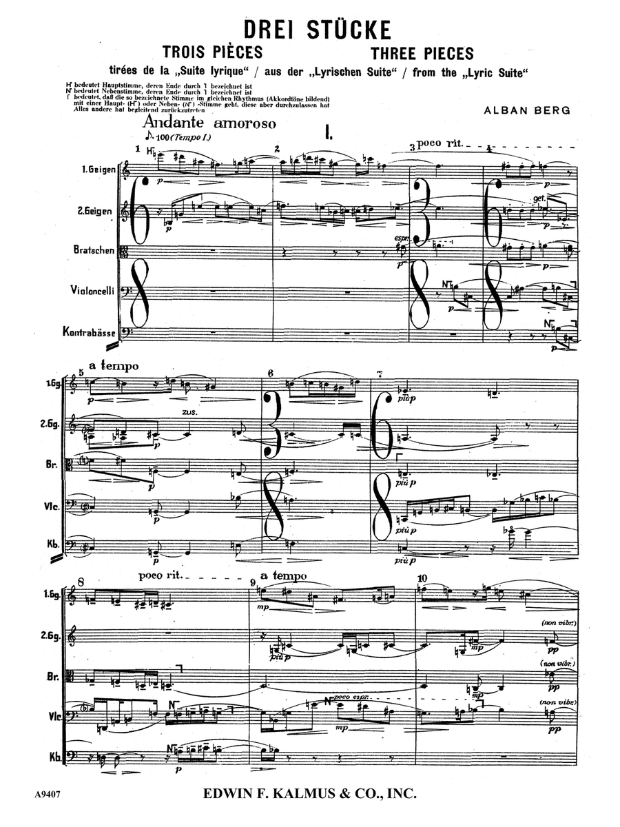 Three Pieces from the Lyric Suite (3 Stücke aus der Lyrischen suite) String Orchestra scores gallery preview page 4