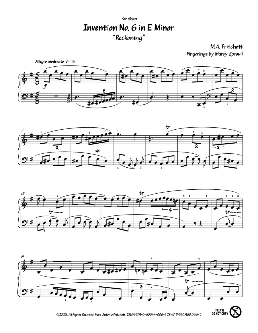 Invention No. 6 in E Minor Piano Method scores gallery preview page 4