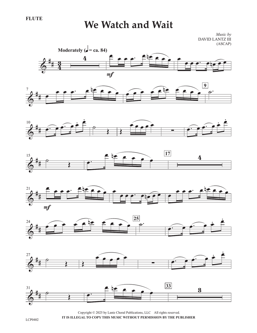 We Watch and Wait Flute Solo scores gallery preview page 1