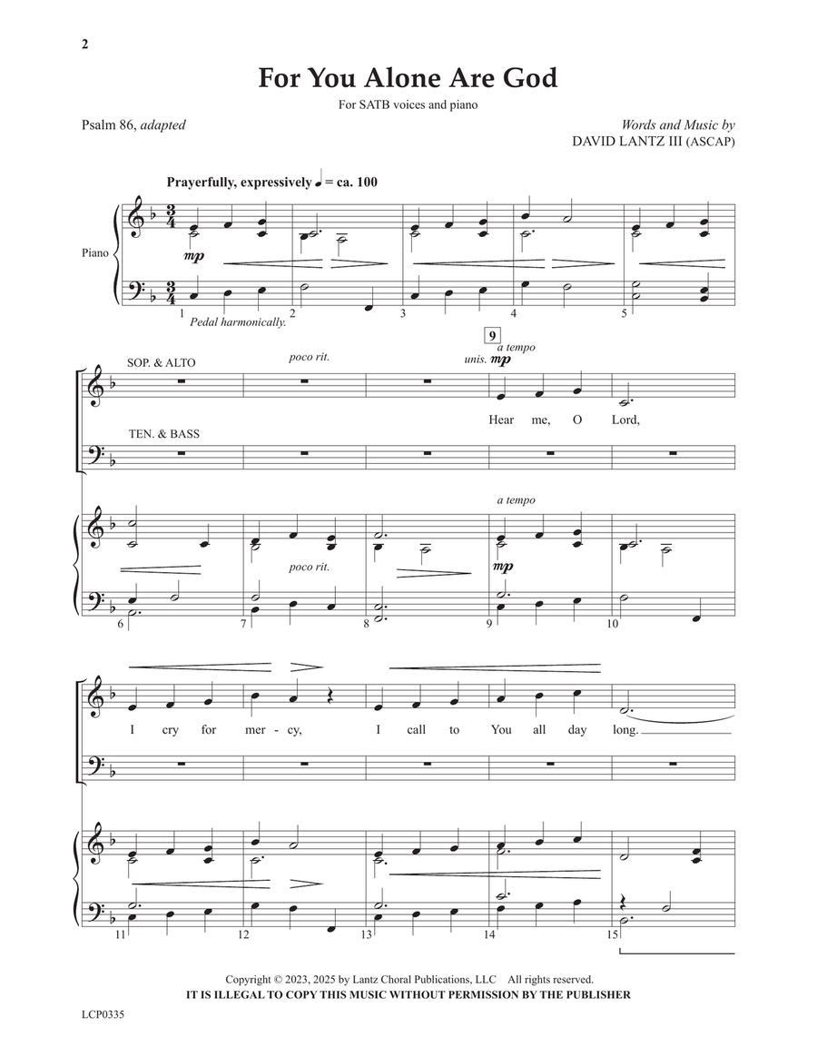 For You Alone Are God For You Alone Are God 4-Part scores gallery preview page 2