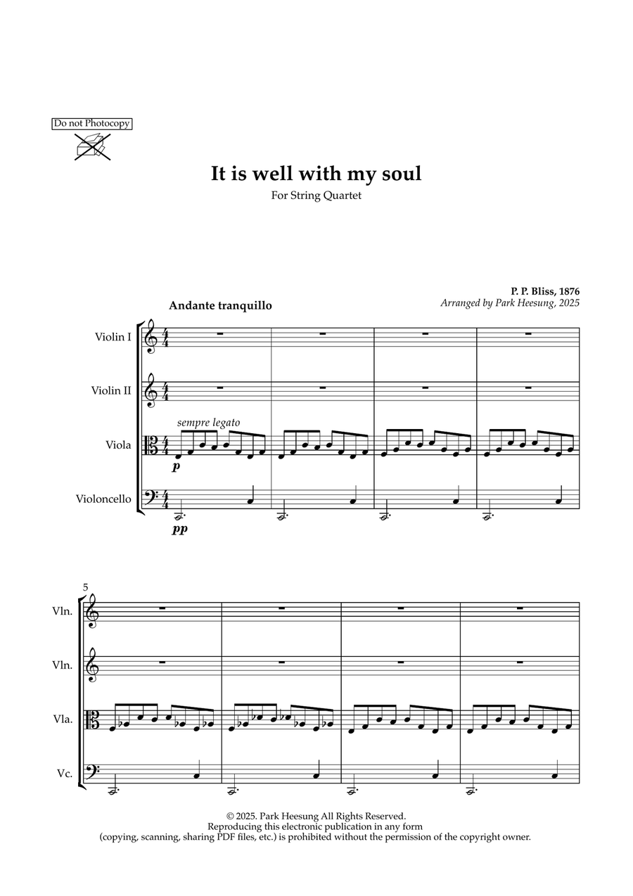 It is well with my soul (String Quartet) String Quartet scores gallery preview page 2