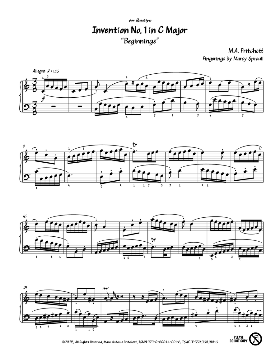 Invention No. 1 in C Major Piano Method scores gallery preview page 4
