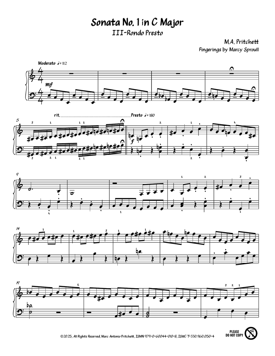 Sonata No. 1 in C Major (III-Rondo Presto) Piano Method scores gallery preview page 4