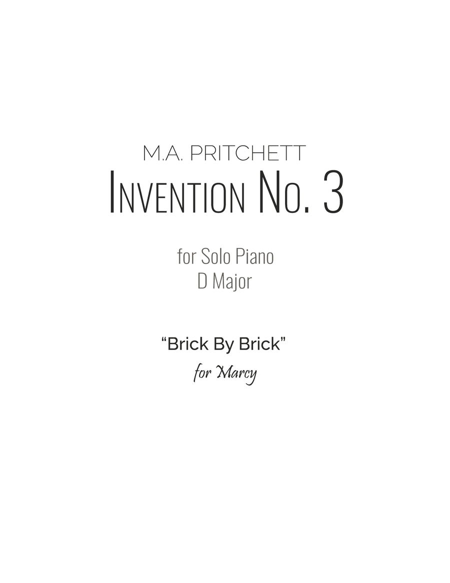 Invention No. 3 in D Major Piano Method scores gallery preview page 3