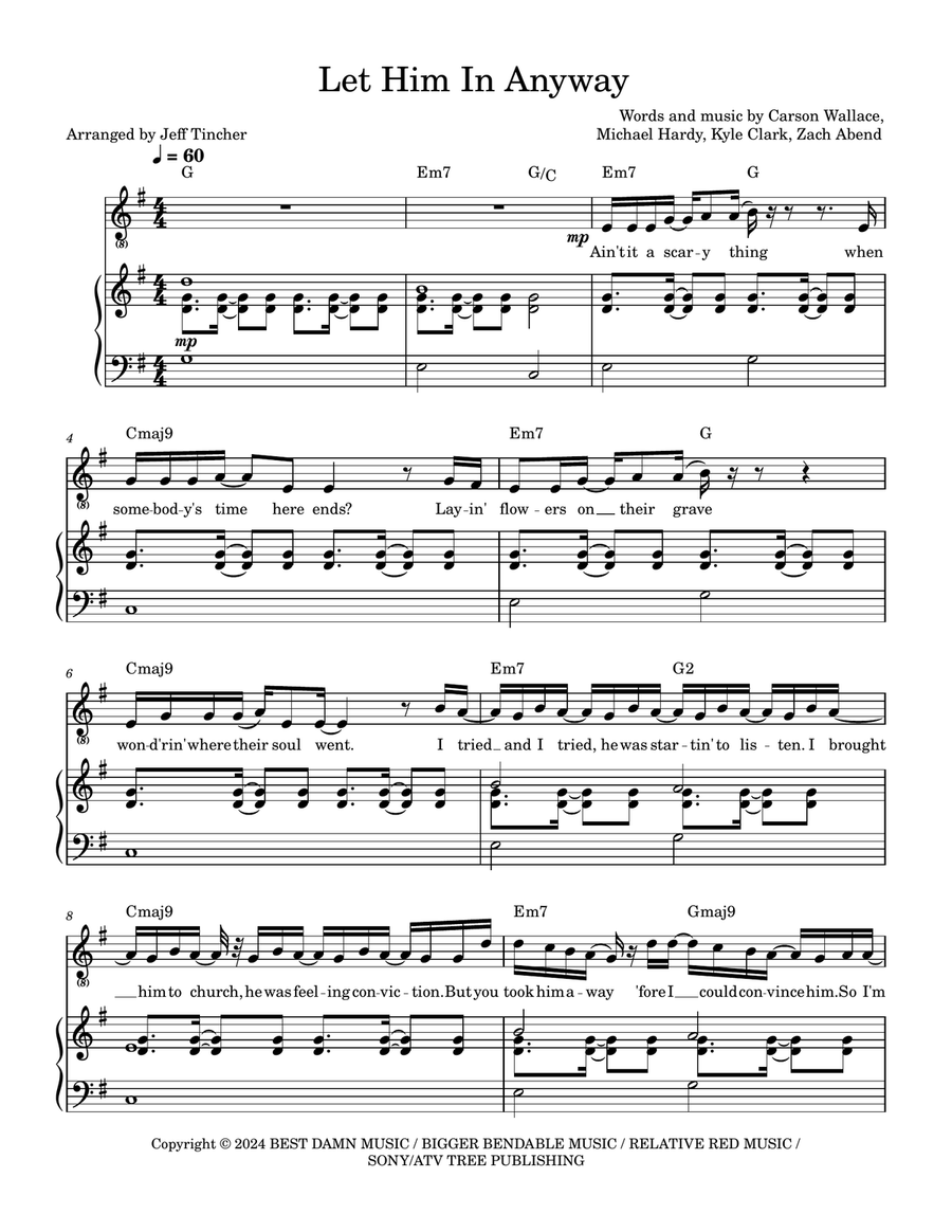 Let Him In Anyway Piano, Vocal scores gallery preview page 2