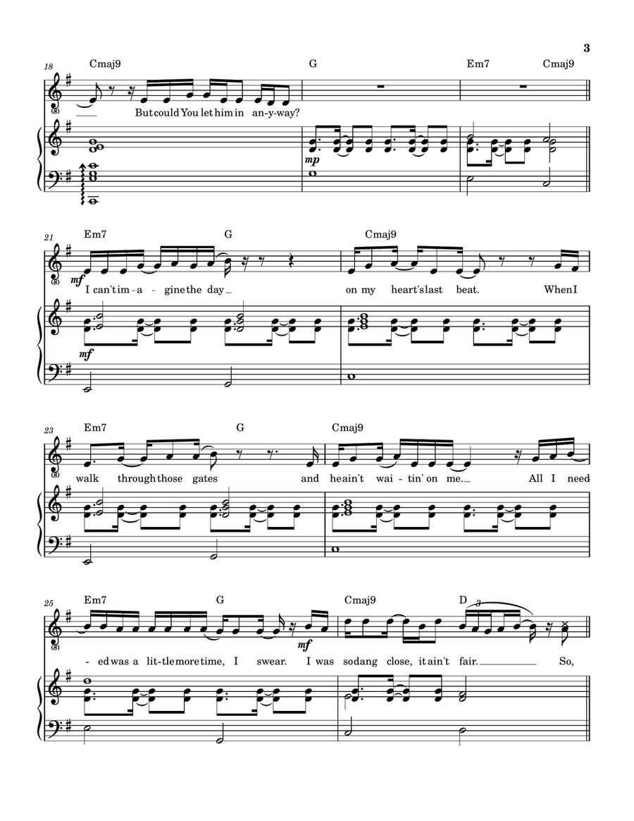 Let Him In Anyway Piano, Vocal scores gallery preview page 4