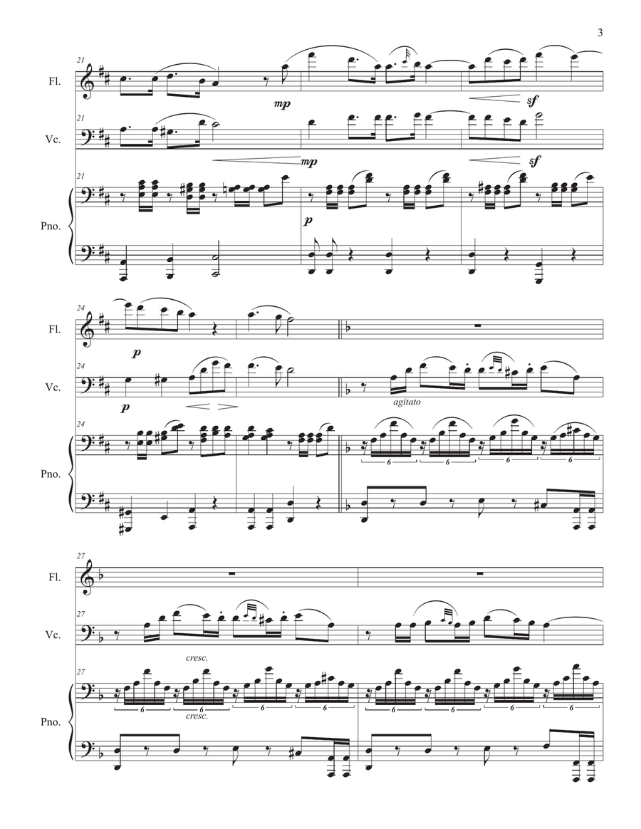 Mendelssohn: Song Without Words, op. 109 - Piano Trio version Piano Trio scores gallery preview page 3