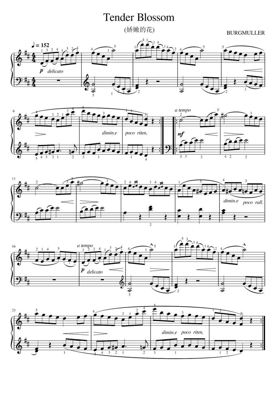 Tender Blossom - Friedrich Burgmüller Piano Solo scores gallery preview page 1